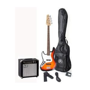 SX Ursa 2 PK RN 3TS LH Left Handed Sunburst Bass Guitar Package 