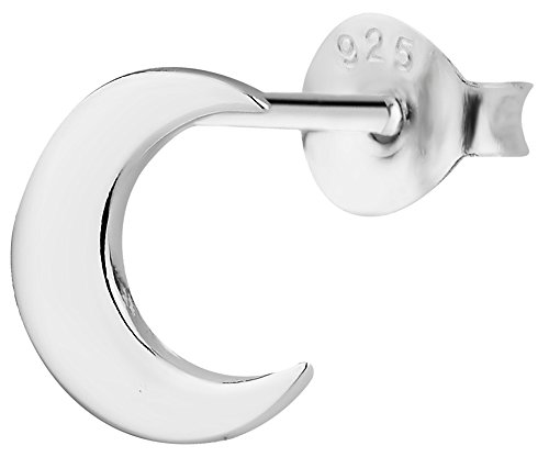 .925 Sterling Silver Crescent Moon Cartilage Stud Earring (Sold Individually)