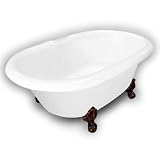 American Bath Factory B1-3720-WW-DM7-M2-15-OC Duchess Double Ended Clawfoot Bathtub in White, Ball a