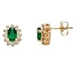 14K Yellow Gold Emerald and Diamond Earrings