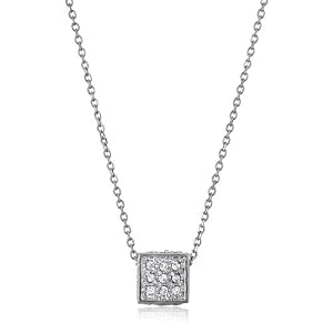 Sterling Silver Pendant Square Box Solitaire Pendant Nec
