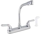LDR 952 33425CP Exquisite Dual Tulip Handle Kitchen Faucet with Hi Rise Spout and White Spray, Chrome