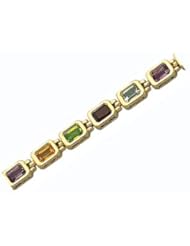 14k Gold Multi Color Emerald Cut Semi Precious Bracelet (4.80 cts.tw.)