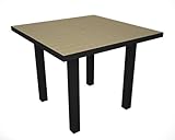 Polywood Euro All-Weather Dining Table, Black with Beige Slats