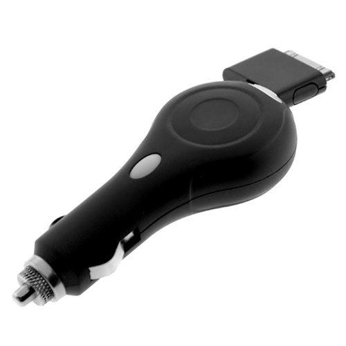 Ikross Rapid Retractable Car Charger with Ic Chip for Apple Iphone, Iphone 3g, Touch, Classic, Nano 1st 2nd 3rd GEN , Video, Mini,