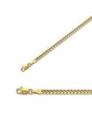 24" 14K Yellow Gold 3.0mm (1/8") Polished Diamond Cut Gourmette Chain w/ Lobster Clasp