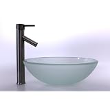 Buy 16 1 2 Round Frosted Glass Vessel Sink Combo with Brushed Nickel Faucet &... by Best Sink
