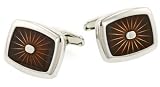Executive lozenge shaped cufflinks with a starburst effect of rich brown enamel with presentation box
