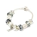 TOC BEADZ Pandora Design Music Note Black and White Bead Bracelet
