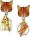 Lunch at The Ritz 2GO USA Cat & Bird Earrings Clips