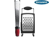 Microplane Premium Classic Series Box Grater and Zester Set with Red and Black Handles 2-pc.