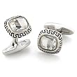 Rhodium Brass with Clear Cubic Zirconia Cufflink, Weight: 12.40gm