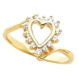14K White or Yellow Gold Diamond Heart Ring - 0.56 Ct. (ALSO AVAILABLE WITH GEMSTONES)