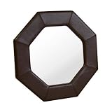 Macario Dark Brown Leather Frame Mirror By Wholesale Interiors