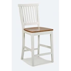 Kitchen Stool with Oak Seat - White 