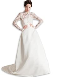 Fitted Lace High-Neck  Dress With a Sash 