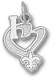New Orleans Saints Solid Sterling Silver ''I Heart'' Logo 1/2'' Pendant