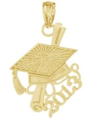 Gold Charm Pendant Graduation Cap & Slanted Diploma-2013