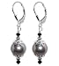 Radiant Faux Pearl & Swarovski Crystal Sterling Silver Leverback 1.5" Long Drop Earrings