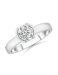 Round White Moissanite Solitaire Engagement Ring