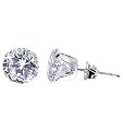 7 MM Round Clear Cubic Zirconia 925 Sterling Silver Post Stud Earrings