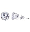 Sterling Silver Cubic Zirconia 7 MM Round Stud Earrings