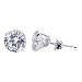 se-ro-czc-7m 7mm Round Clear Cubic Zirconia 925 Sterling Silver Post Stud Earrings