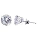7 MM Round Clear Cubic Zirconia 925 Sterling Silver Post Stud Earrings