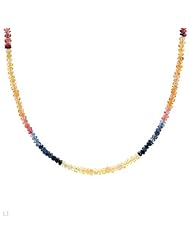 Sterling Silver 40 CTW Sapphire Ladies Necklace. Length 17 in. Total Item weight 9.5 g.