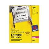 Avery 6575 Permanent white durable i.d. labels for laser printers, 8-1/2 x 11, 50/pack