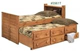 Pine Crafter Bookcase Captain Bed w/ Twin Trundle Unit