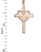 14k Rose Gold Diamond Heart Cross Pendant