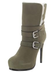Shoes: Pour La Victoire Womens Lizzie Faux Shearling Buckle Boot, Army, 10 M US - Pour La Victoire