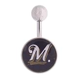 Milwaukee Brewers 316L Stainless Steel Belly Ring - 14G - 3/8 Inch Bar Length - Sold Individually