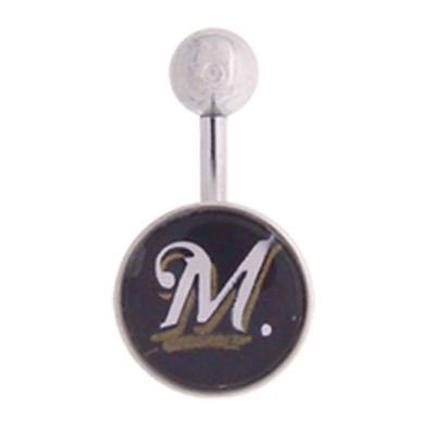 Milwaukee Brewers 316L Stainless Steel Belly Ring - 14G - 3/8 Inch Bar Length - Sold Individually