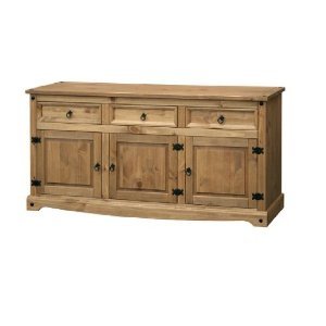 MEXICAN CORONA WAXED PINE SOLID SIDEBOARD CABINET WITH 3 DOORS AND 3 DRAWERS, FROM CENTURION PINE