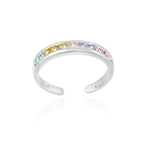 Sterling Silver Toe Ring With Channel Set