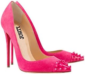 JUSITY Women's Office & Career Shoes Summer Woman Shoes Pink Rivets Pointed Toe Shoes Night Club Euramerican Style 13 M US
