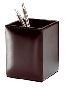 Genuine Black Bonded Leather Pencil Cup