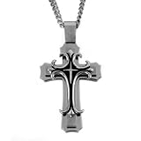 2in Steel Men's Cross with 24in Curb Chain