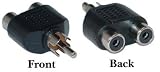 2 RCA Female / 1 RCA Male Audio Nickel Plated Adapter