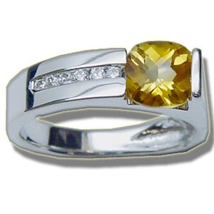 Buy .09 CT CHECKERCUT CITRINE LADIES WHITE RING by Rubin Arthur and Co.