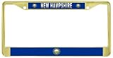 New Hampshire State Flag Gold Tone Metal License Plate Frame Holder