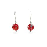 Sterling Silver Millefiori Venetian Glass Red Mosaic Earring