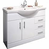 1050mm Rigid White Gloss Vanity Unit with Ceramic Basin