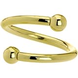 Solid 14KT Yellow Gold Internally Threaded Spiral Twister Belly Ring - 14 Gauge 3/8 3mm