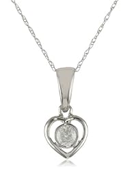 10k White Gold Diamond Heart Pendant (1/8 cttw, H-I Color, I2-I3 Clarity)