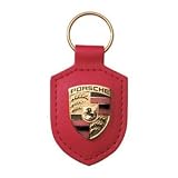 Porsche Red Crest Leather Key Chain