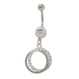 Dangler Circles Belly Button Ring with Clear Jewels