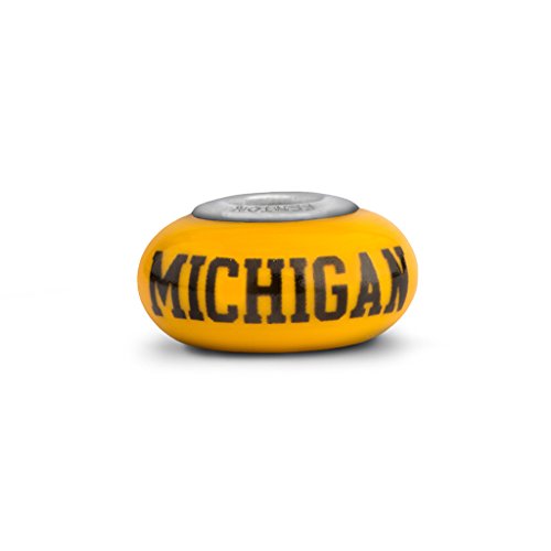 Michigan Wolverines Fenton Glass Bead Fits Most European Style Charm Bracelets
